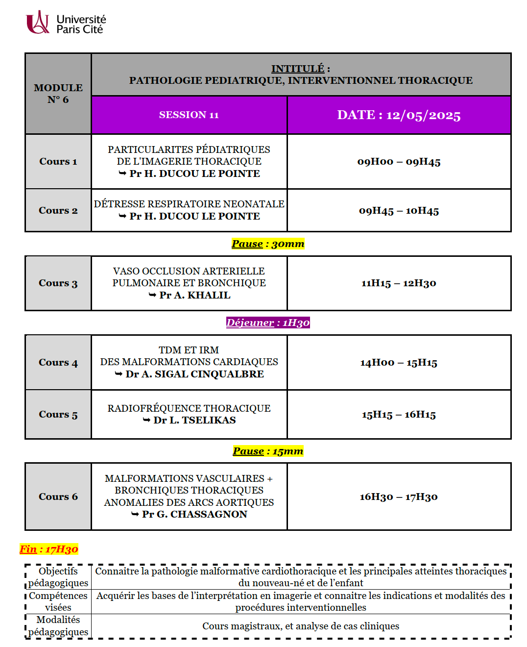DIPLÔME D’UNIVERSITÉ IMAGERIE THORACIQUE