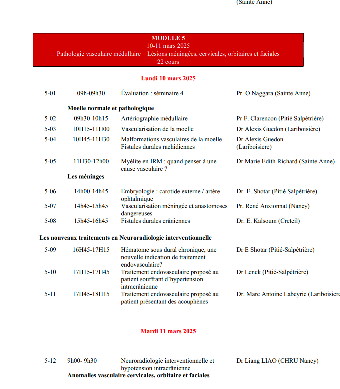 DIU d'Imagerie Neurovasculaire de l'Université Paris Cité 2024 – 2025
